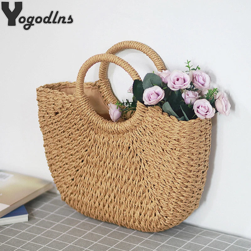 Summer Handmade Bags for Women Beach Weaving Ladies Straw Bag