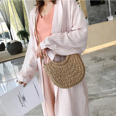 Summer Handmade Bags for Women Beach Weaving Ladies Straw Bag