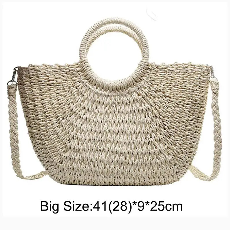 Summer Handmade Bags for Women Beach Weaving Ladies Straw Bag
