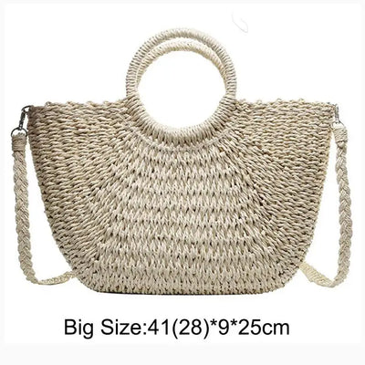 Summer Handmade Bags for Women Beach Weaving Ladies Straw Bag