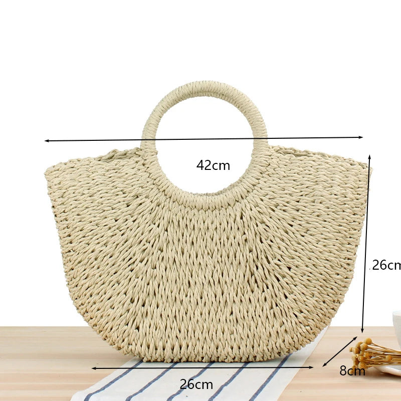 Summer Handmade Bags for Women Beach Weaving Ladies Straw Bag