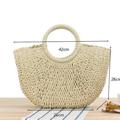 Summer Handmade Bags for Women Beach Weaving Ladies Straw Bag