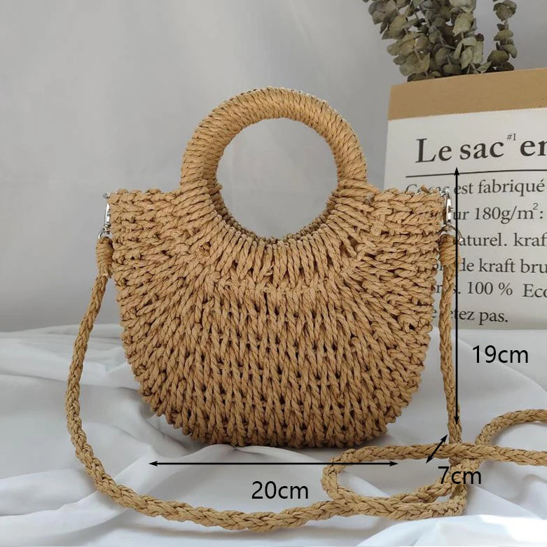 Summer Handmade Bags for Women Beach Weaving Ladies Straw Bag