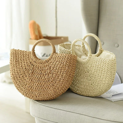 Summer Handmade Bags for Women Beach Weaving Ladies Straw Bag