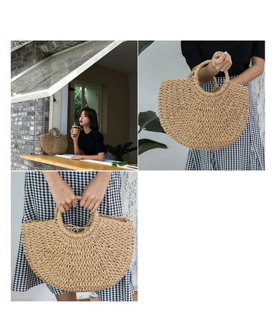 Summer Handmade Bags for Women Beach Weaving Ladies Straw Bag