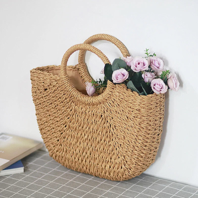Summer Handmade Bags for Women Beach Weaving Ladies Straw Bag