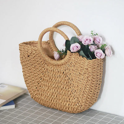 Summer Handmade Bags for Women Beach Weaving Ladies Straw Bag