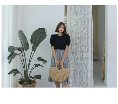 Summer Handmade Bags for Women Beach Weaving Ladies Straw Bag