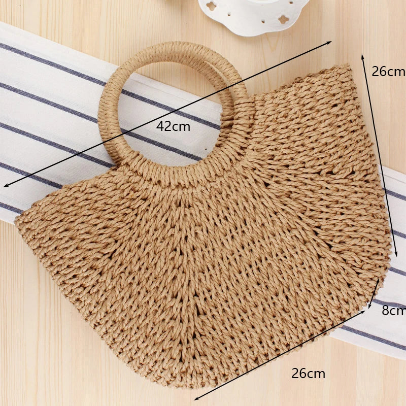 Summer Handmade Bags for Women Beach Weaving Ladies Straw Bag