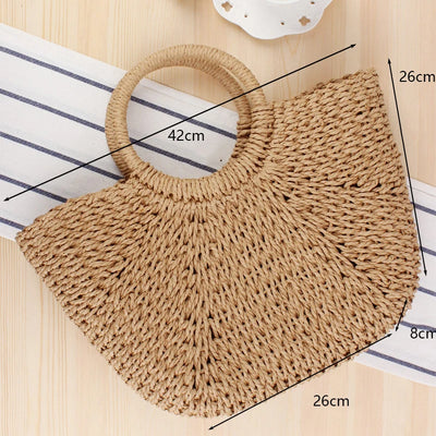 Summer Handmade Bags for Women Beach Weaving Ladies Straw Bag