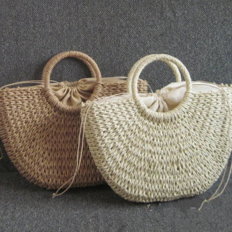 Summer Handmade Bags for Women Beach Weaving Ladies Straw Bag