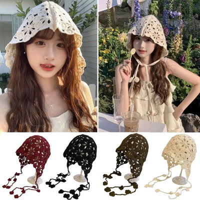 Knitted Hats Handmade Hollowed Knit Cap Literary Fisherman's Hat