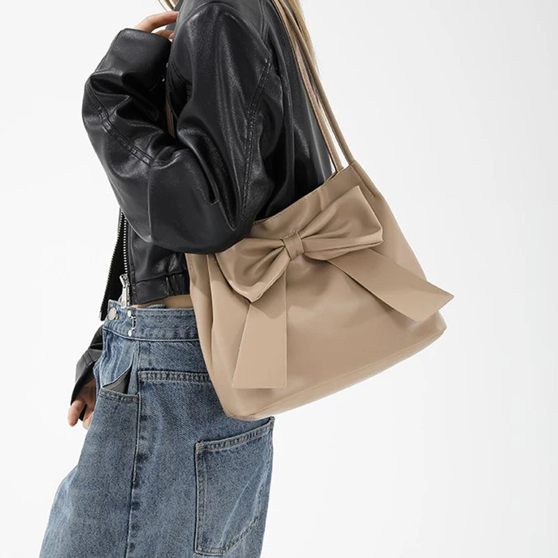 Fashion Bow Handlebags For Women Shoulder Bags Leisure Armpit Bag