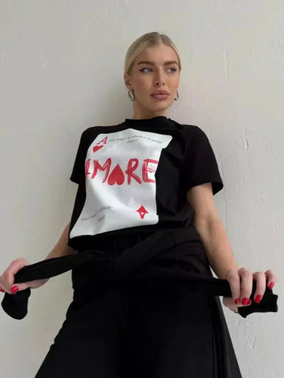 Unisex Oversize Loose T Shirt Ins Y2k Cotton Black Short Sleeve