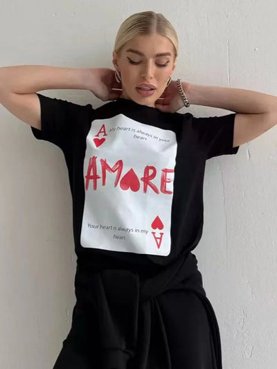 Unisex Oversize Loose T Shirt Ins Y2k Cotton Black Short Sleeve