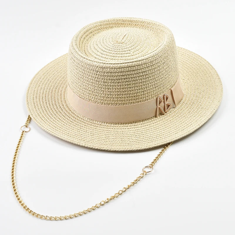 Summer Straw Hats for Women Ribbon Decoration Elegant Ladies Party Dress Hats