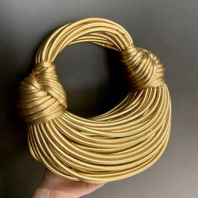 Handbags for Women 2024 New Gold Luxury Designer Brand Handwoven