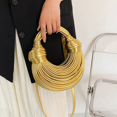 Handbags for Women 2024 New Gold Luxury Designer Brand Handwoven