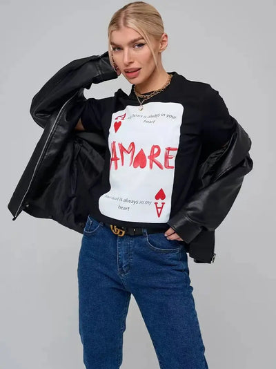 Unisex Oversize Loose T Shirt Ins Y2k Cotton Black Short Sleeve