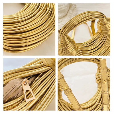 Handbags for Women 2024 New Gold Luxury Designer Brand Handwoven