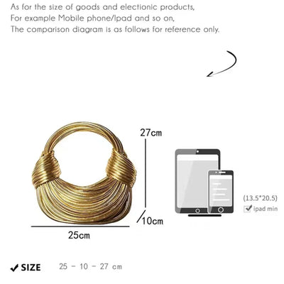 Handbags for Women 2024 New Gold Luxury Designer Brand Handwoven