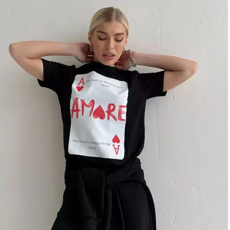 Unisex Oversize Loose T Shirt Ins Y2k Cotton Black Short Sleeve