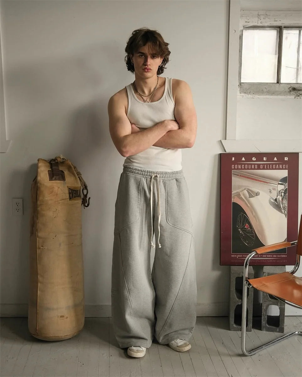 Fashion Versatile Straight Wide-leg Pants Men American Retro
