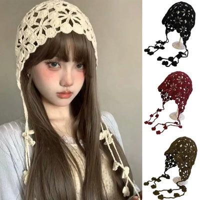Knitted Hats Handmade Hollowed Knit Cap Literary Fisherman's Hat