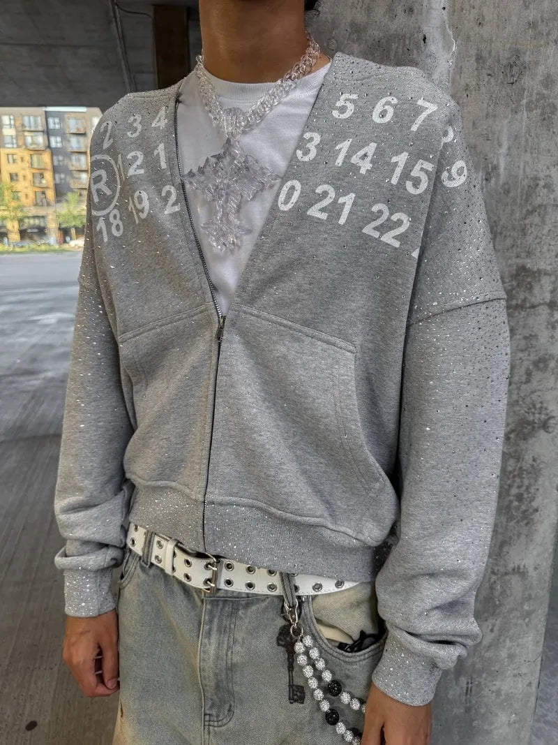 Casual Fashion Harajuku Retro Oversized Zipper Hoodie Men Y2k 2025