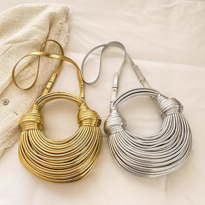 Handbags for Women 2024 New Gold Luxury Designer Brand Handwoven