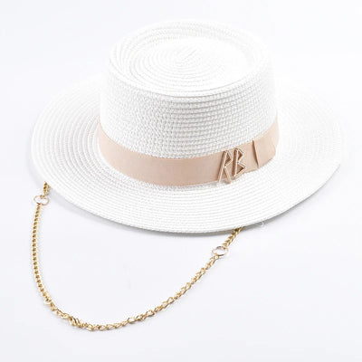 Summer Straw Hats for Women Ribbon Decoration Elegant Ladies Party Dress Hats