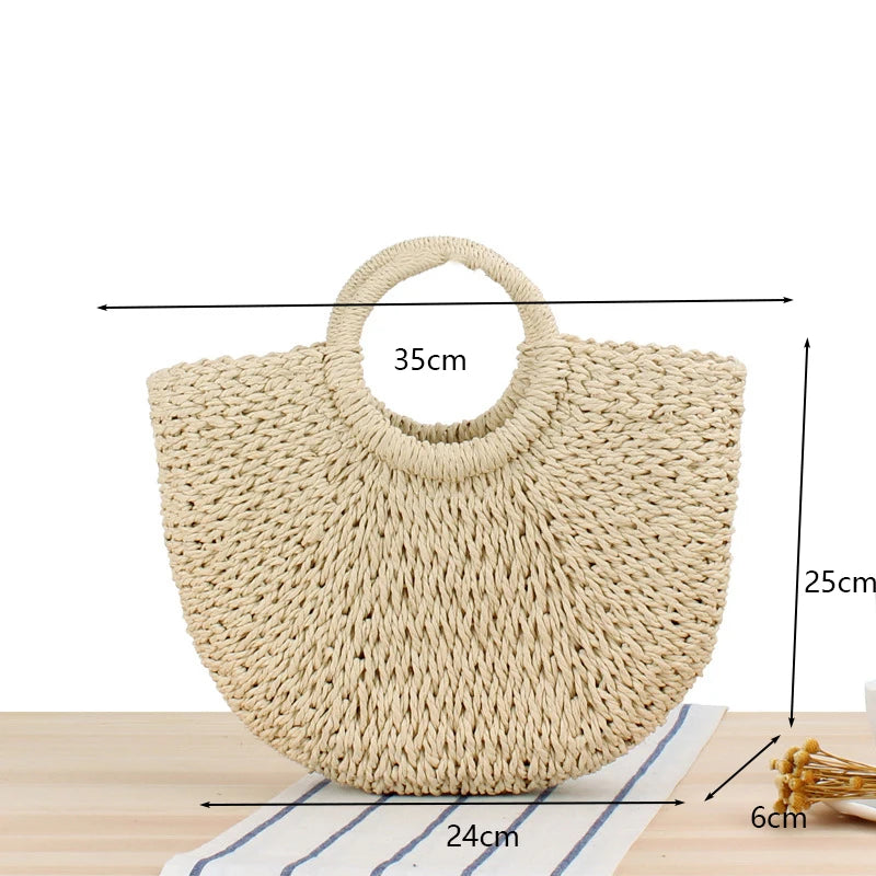 Summer Handmade Bags for Women Beach Weaving Ladies Straw Bag