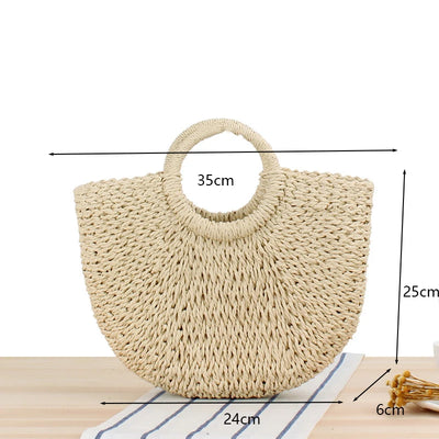 Summer Handmade Bags for Women Beach Weaving Ladies Straw Bag