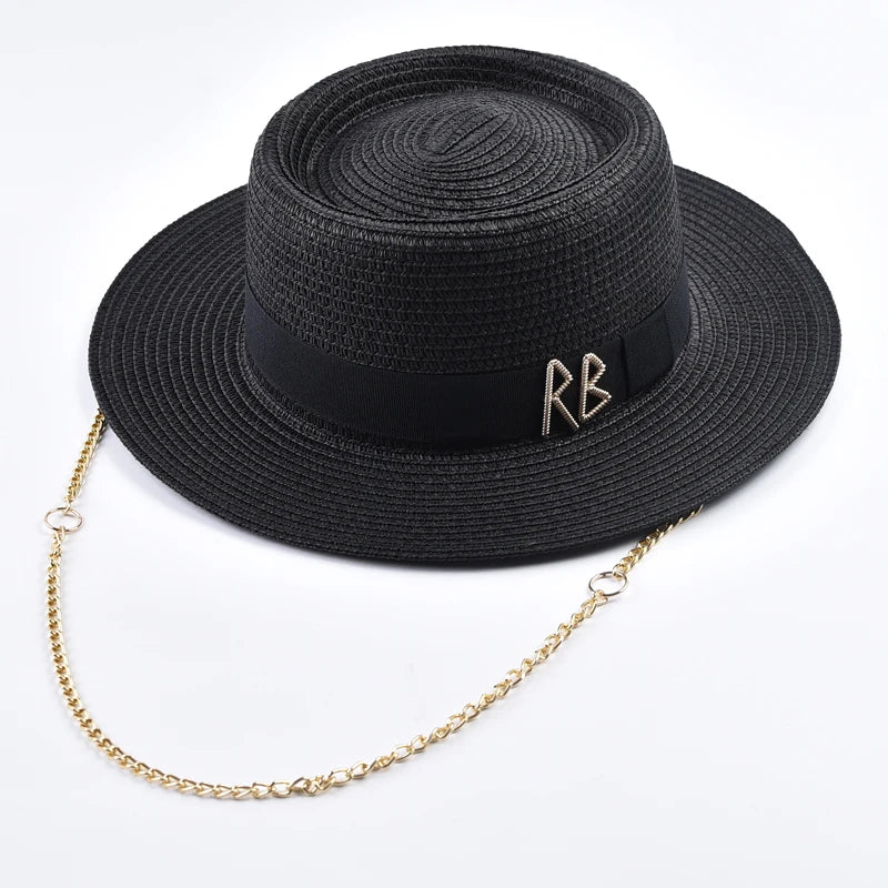 Summer Straw Hats for Women Ribbon Decoration Elegant Ladies Party Dress Hats