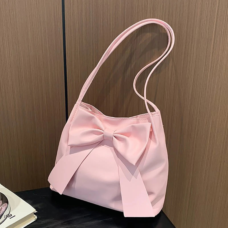 Fashion Bow Handlebags For Women Shoulder Bags Leisure Armpit Bag