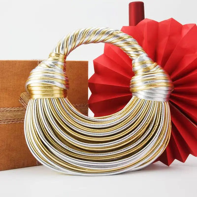 Handbags for Women 2024 New Gold Luxury Designer Brand Handwoven