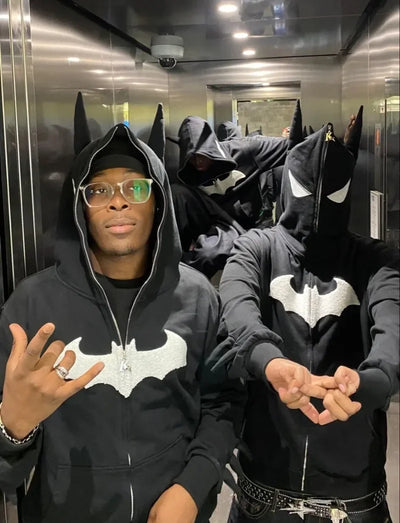 Y2K zip up hoodie Gothic Embroidery Bat anime hoodie Top