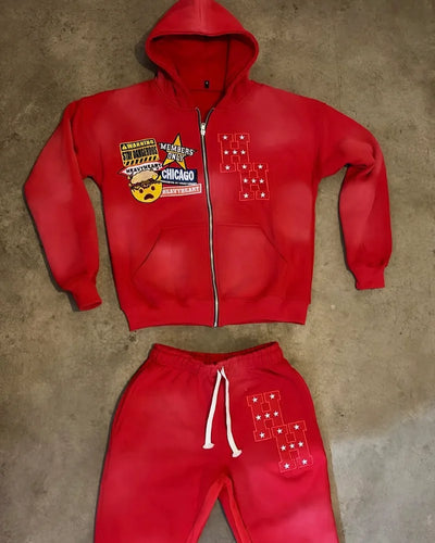Punk Hip Hop fashion popular men clothing set new pattern alphabet embroidery