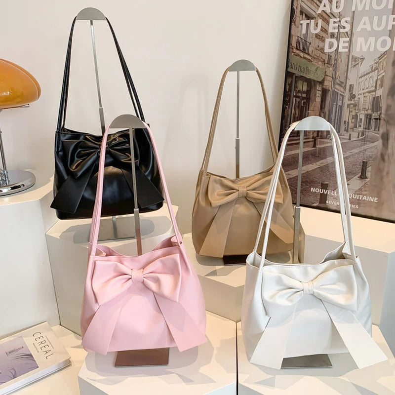 Fashion Bow Handlebags For Women Shoulder Bags Leisure Armpit Bag
